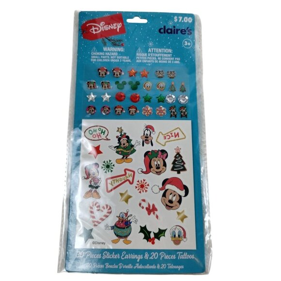 Disney Minnie Mouse 30 Piece Stick on Earrings and 20 Tattoos Christmas Set - Picture 1 of 4